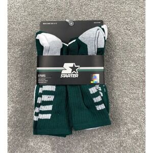 6 Pairs Starter Men's Arch Support Breathable Athletic Socks Size 6-12 Green